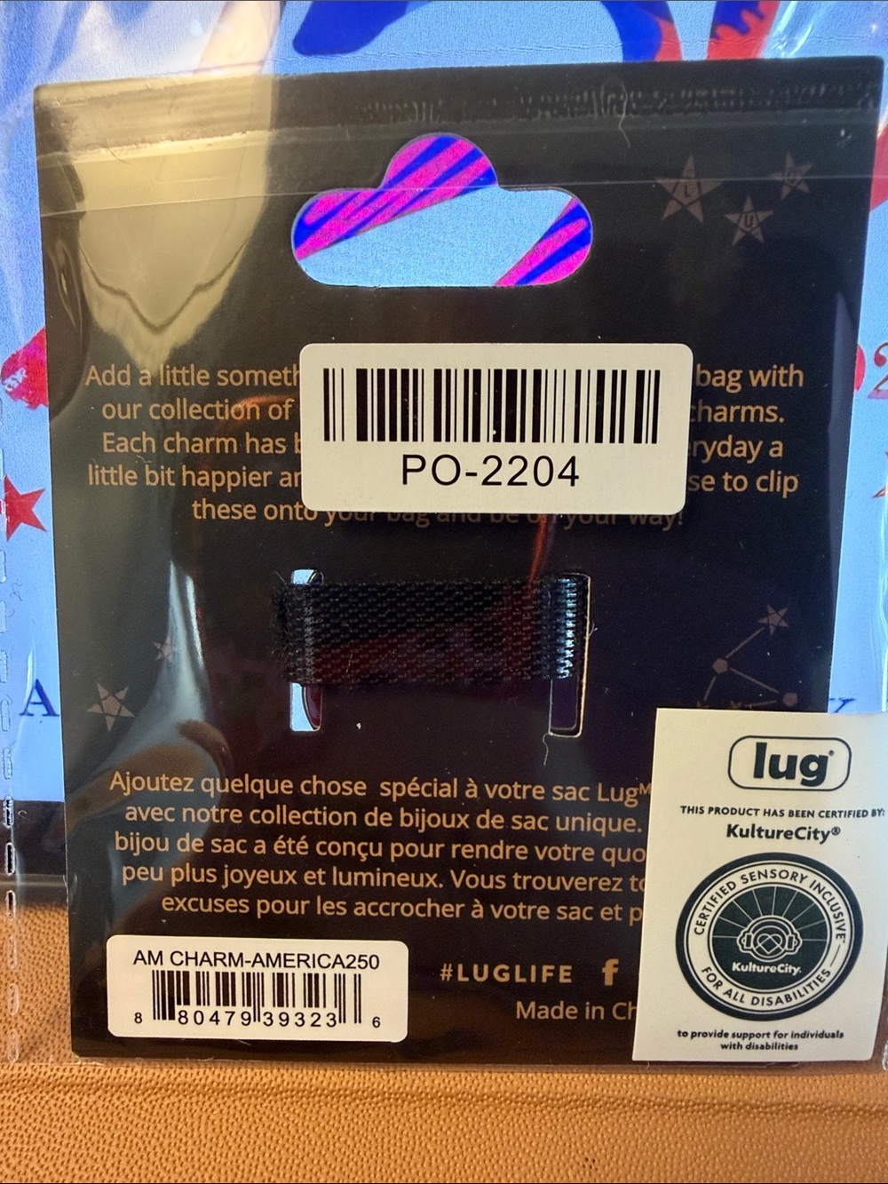 lug Patriotic '250' Enamel Bag Charm in Red Blue White - Picture 3 of 3